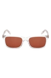 Guess 55mm Rectangular Sunglasses In Crystal / Brown