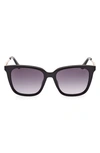 Guess 53mm Square Sunglasses In Shiny Black / Gradient Smoke