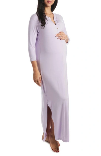 Everly Grey Juliana Jersey Maternity/nursing Gown In Lavender