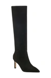 Marc Fisher Georgiey Pointed Toe Knee High Boot In Black Suede