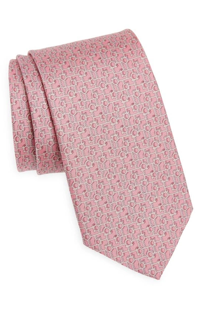 Ferragamo Paper Silk Tie In F.rosa