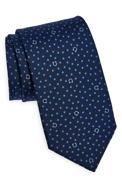 Ferragamo Siria Silk Tie In F.navy