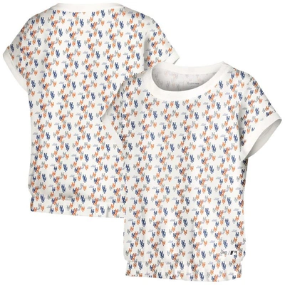 Lusso White New York Mets Madge Dolman Tri-blend T-shirt