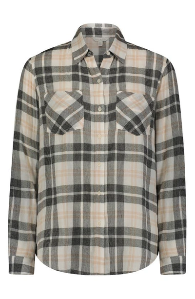 Lucky Brand Plaid Gauze Button-up Shirt In Black Combo