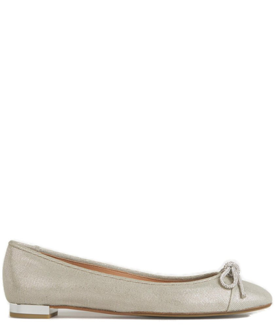 Aquazzura Parisina Metallic Bow Ballerina Flats