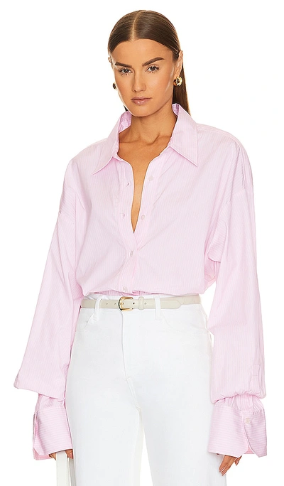 A.l.c Monica Pinstriped Button-front Top In Whisper White