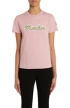 Moncler Short Sleeve Logo T-shirt In Medium Pink