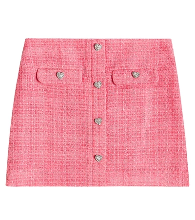 Self-portrait Kids' Bouclé Button-detail Skirt (3-12 Years) In Pink