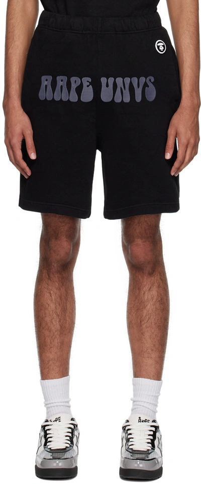 Aape By A Bathing Ape Logo-embroidered Cotton Track Shorts In Schwarz