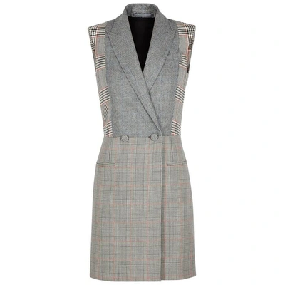 Alexander Mcqueen Grey Checked Wool Blazer Dress