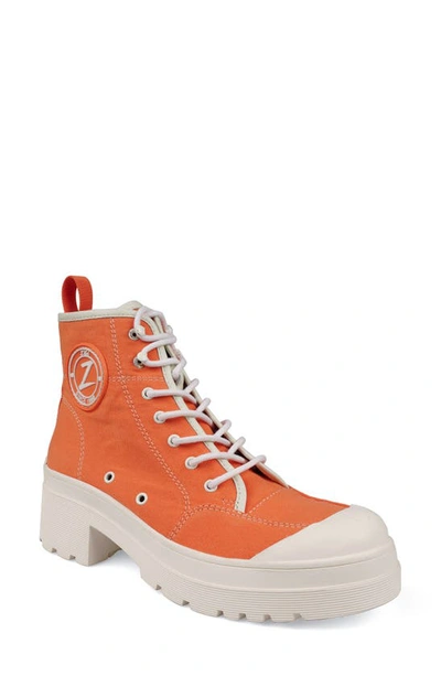 Zigi Strellah High Top Sneaker In Orange Canvas