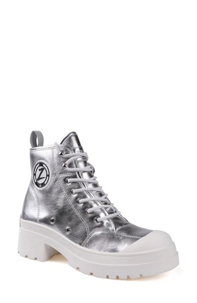 Zigi Strellah High Top Sneaker In Silver Metallic