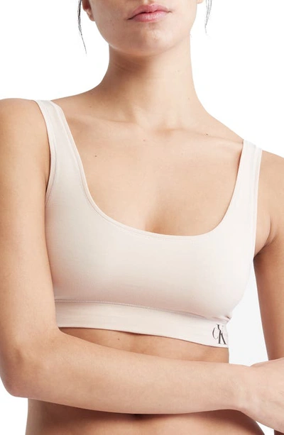 Calvin Klein Naturals Cotton Blend Sports Bra In Mudstone