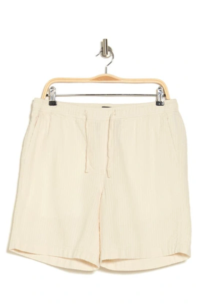 14th & Union Seersucker Cotton Shorts In Ivory Egret