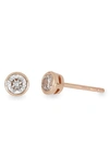 Bony Levy 14k Gold Bezel Diamond Stud Earrings In 14k Rose Gold