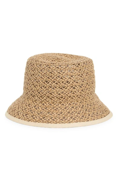 Nordstrom Rack Straw Bucket Hat In Dark Natural Combo
