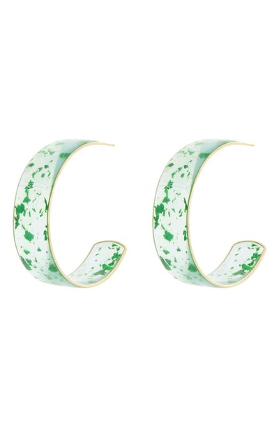 Melrose And Market 50mm Plastic Glitter Hoop Earrings In Blue- Aqua- Gold