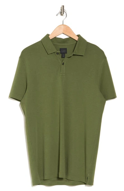 14th & Union Solid Interlock Polo In Green Cypress