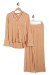 Nordstrom Rack Tranquility Long Sleeve Shirt & Pants Two-piece Pajama Set In Tan Camel