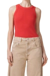 Citizens Of Humanity Womens Coral Balm Isabel Sleeveless Organic-cotton Blend Top