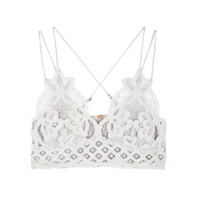 Free People Adella Pale Grey Lace Bra Top In Light Grey