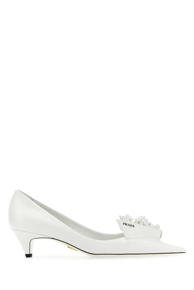 Prada Bunny Flora Pointed Toe Pump In White