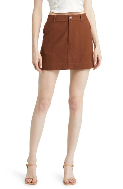 Sophie Rue Pauline Linen Blend Miniskirt In Brown