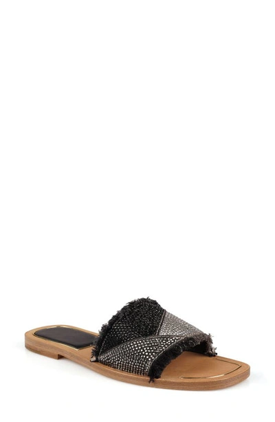 Zigi Tamy Rhinestone Slide Sandal In Black Denim