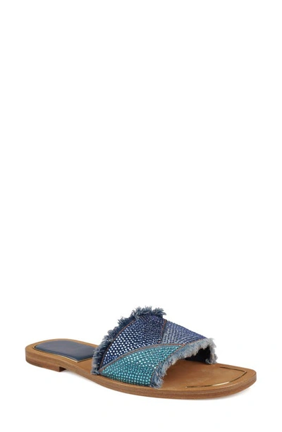 Zigi Tamy Rhinestone Slide Sandal In Blue Denim