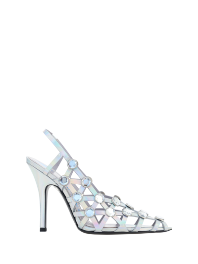 Attico Grid Pumps In Silver