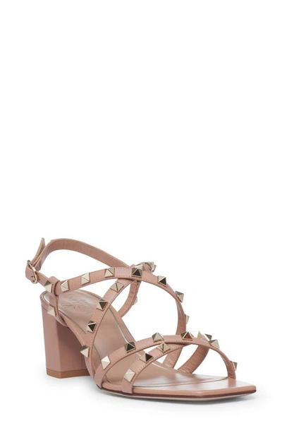 Valentino Garavani Rockstud Block Heel Sandal In Rose