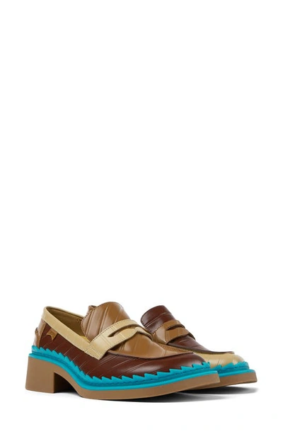 Camper Twins Mismatched Penny Loafers In Brown