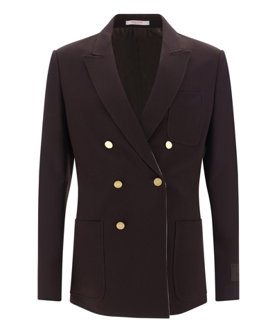 Valentino Tailored Buttoned Blazer In Brown