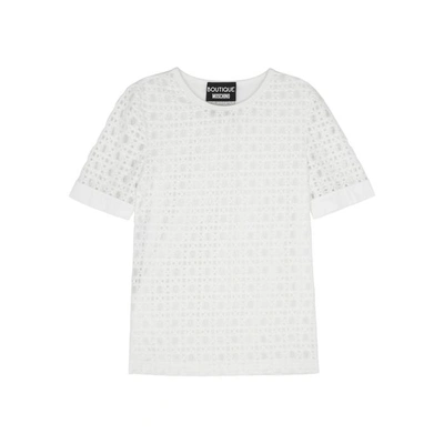 Boutique Moschino White Circle-lace And Jersey Top