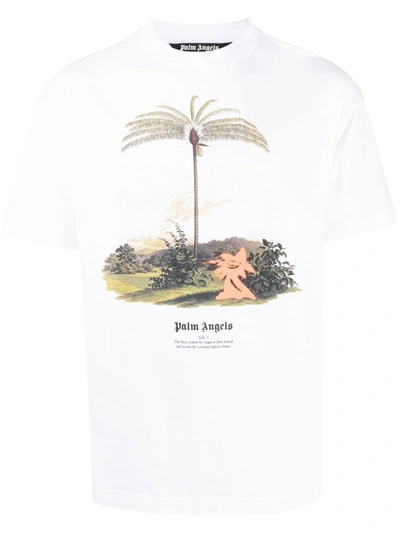 Palm Angels Enzo From The Tropics Cotton T-shirt In White Oran