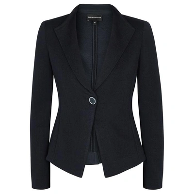 Emporio Armani Navy Jacquard-knit Blazer