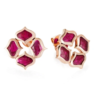 Gyan Jewels Lattice Earrings In Ruby