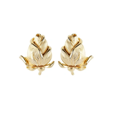 Susan Caplan Vintage 1960s Vintage Trifari Rosebud Clip-on Earrings