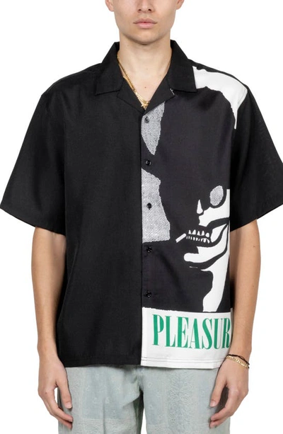 Pleasures Immoral Short Sleeve Button-down Camp Shirt In Black