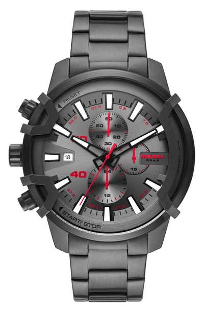 Diesel ® Griffed Chronograph Quartz Bracelet Watch, 48mm In Gunmetal