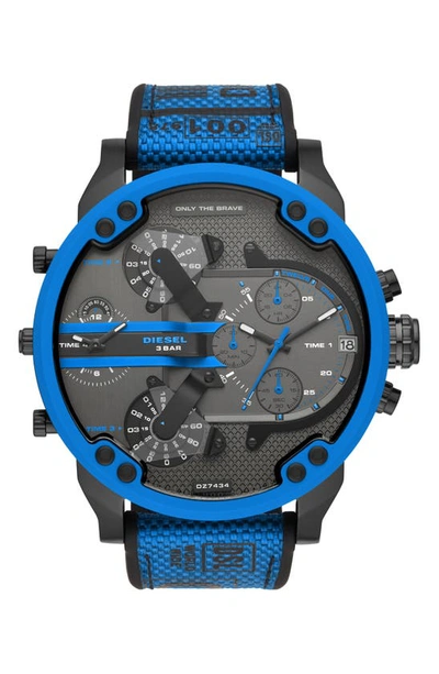 Diesel ® Mr. Daddy 2.0 Chronograph Quartz Nylon Strap Watch, 57mm In Black