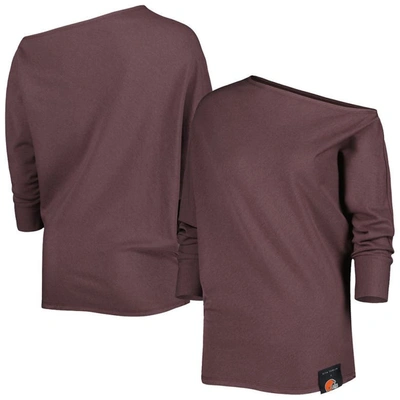 Kiya Tomlin Brown Cleveland Browns Twisted Tri-blend Asymmetrical 3/4-dolman Sleeve Sweatshirt