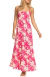 Roxy Hot Tropics Cutout Maxi Dress In Shocking Pink Wild Oasis