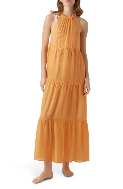 Vero Moda Eva Beach Halter Maxi Dress In Mock Orange