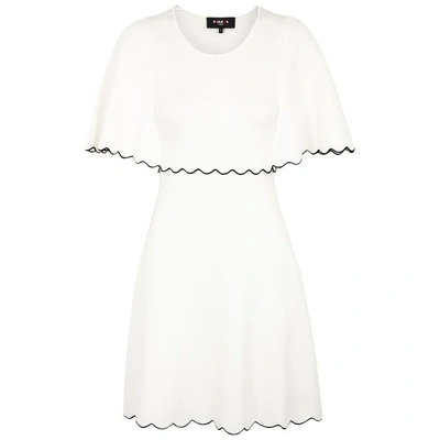 Paule Ka White Scalloped Stretch-knit Dress