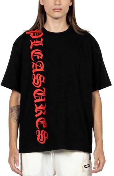Pleasures Knight Oversize Heavyweight Graphic T-shirt In Black