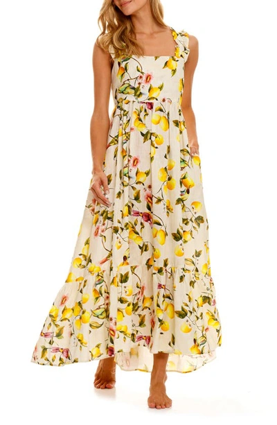 The Lazy Poet Mika Palermo Linen Nightgown In Yellow