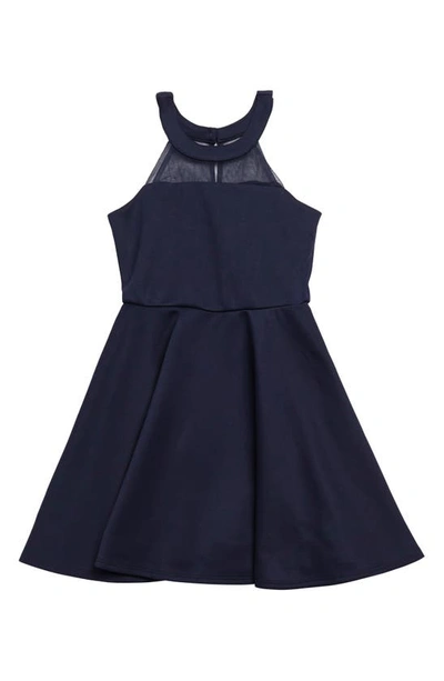 chinese dress ladies Navy Lace Dress with 3/4 Sleeves