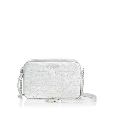 Jimmy Choo Quinn Silver Graphic Star Quilted Metallic Nappa Leather Mini Bag