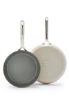Greenpan Gp5 10-inch & 12-inch Anodized Aluminum Ceramic Nonstick Frying Pan Set In Taupe